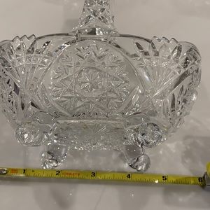 Easter basket American cute crystal footed bowl with handle. Great for Easter